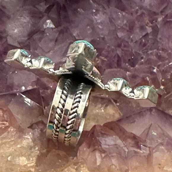 Sold 💗 Turquoise pink opal, sterling silver adjustable ring - Picture 6 of 6